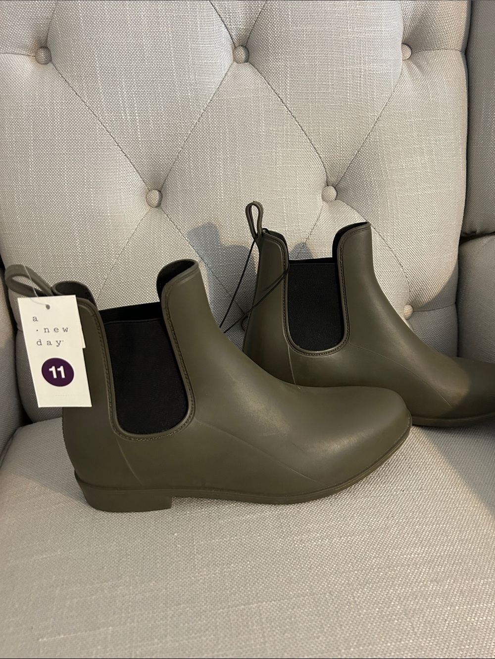 Target Olive Green Chelsea Rain Booties for Women